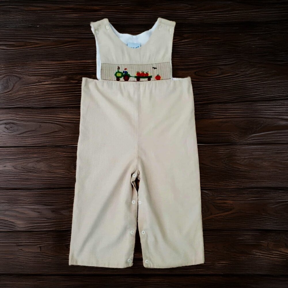 Kelly's Kids Smocked Tractor Pumpkins Longalls Size 3